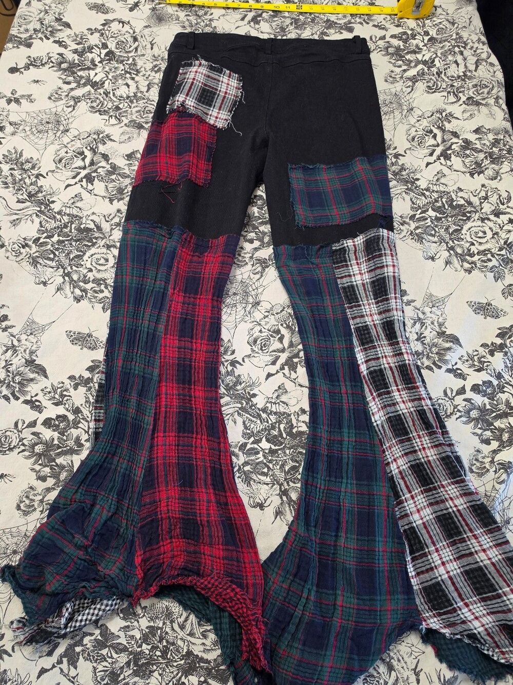Dolls Kill Current Mood Plaid Color Block Jeans Super Flared